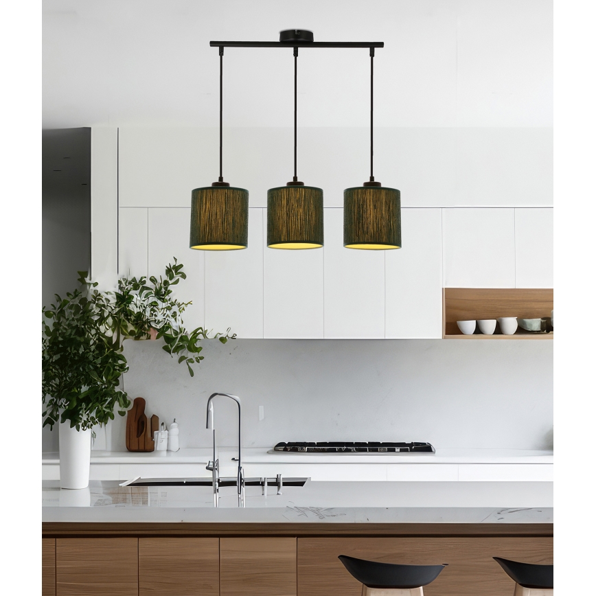 Lampadario a sospensione con filo PATTI 3xE27/60W/230V verde