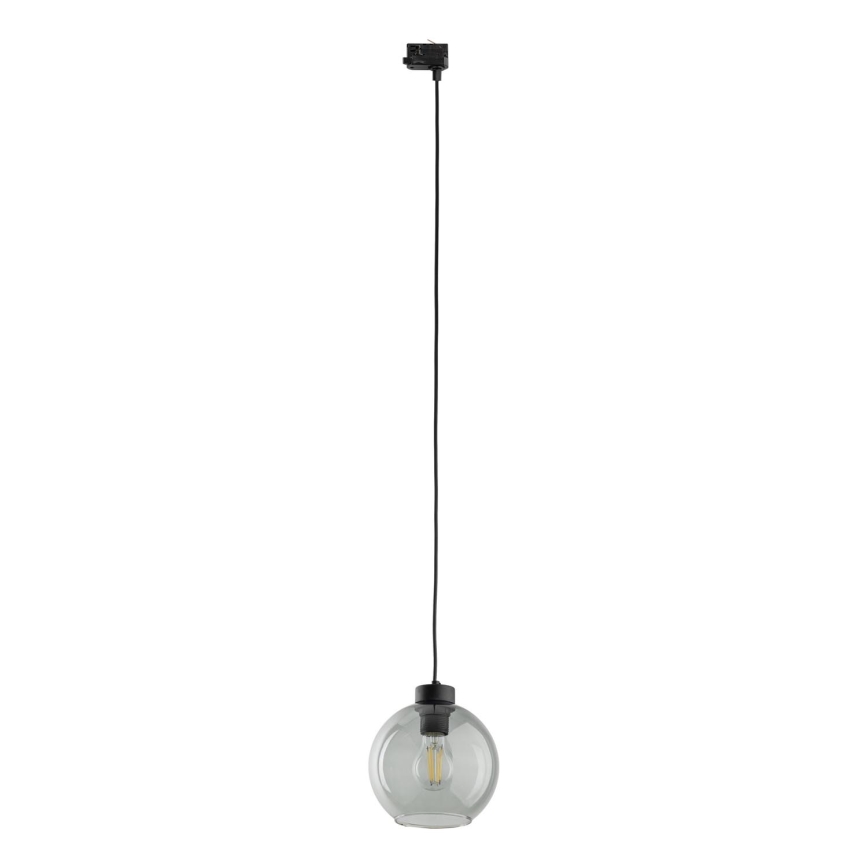 Lampadario a sospensione con filo per sistema a binario trifase CUBUS 1xE27/15W/230V nero/fumé nero