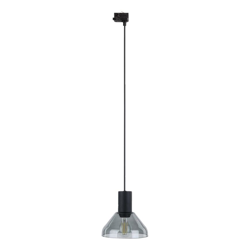 Lampadario a sospensione con filo per sistema a binario trifase NEO 1xE27/15W/230V nero/fumé nero