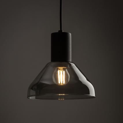 Lampadario a sospensione con filo per sistema a binario trifase NEO 1xE27/15W/230V nero/fumé nero