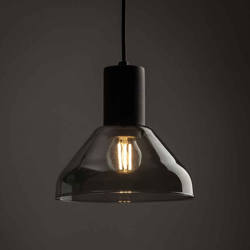 Lampadario a sospensione con filo per sistema a binario trifase NEO 1xE27/15W/230V nero/fumé nero