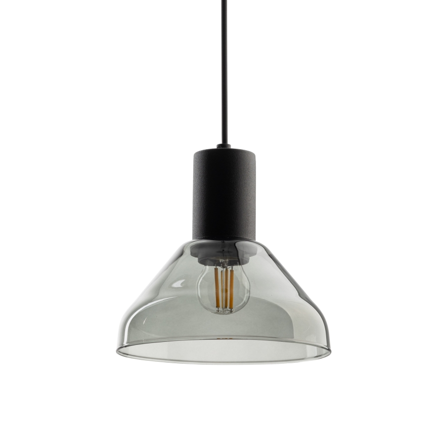 Lampadario a sospensione con filo per sistema a binario trifase NEO 1xE27/15W/230V nero/fumé nero