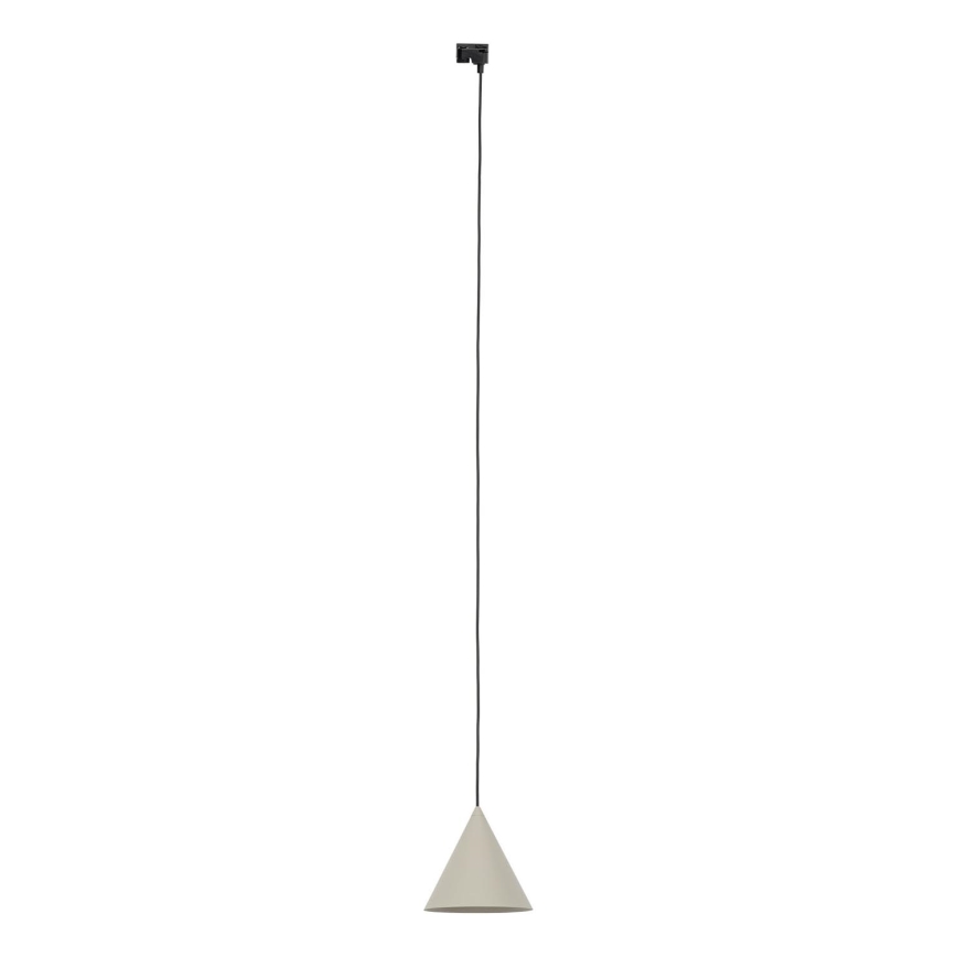 Lampadario a sospensione con filo per sistema ferroviario monofase CONO 1xE27/15W/230V nero/beige
