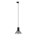 Lampadario a sospensione con filo per sistema ferroviario monofase NEO 1xE27/15W/230V nero/fumé nero