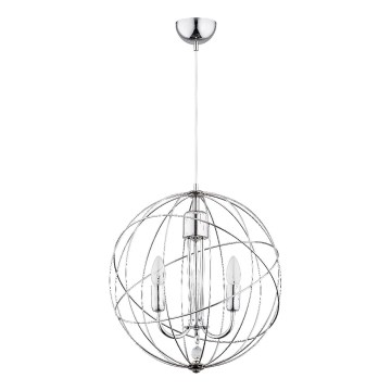 Lampadario a sospensione con filo PIKO 3xE14/10W/230V cromo lucido