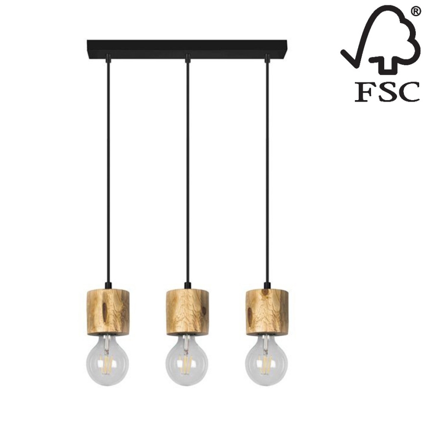 Lampadario a sospensione con filo PINO 3xE27/60W/230V - certificato FSC