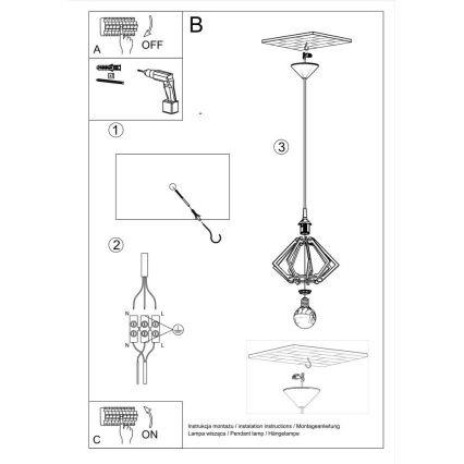 Lampadario a sospensione con filo POMPELMO 1xE27/60W/230V