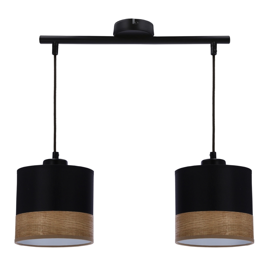 Lampadario a sospensione con filo PORTO 2xE27/60W/230V nero/marrone
