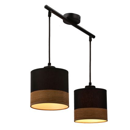 Lampadario a sospensione con filo PORTO 2xE27/60W/230V nero/marrone