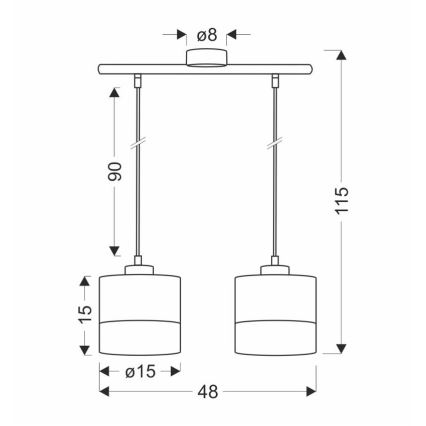 Lampadario a sospensione con filo PORTO 2xE27/60W/230V nero/marrone