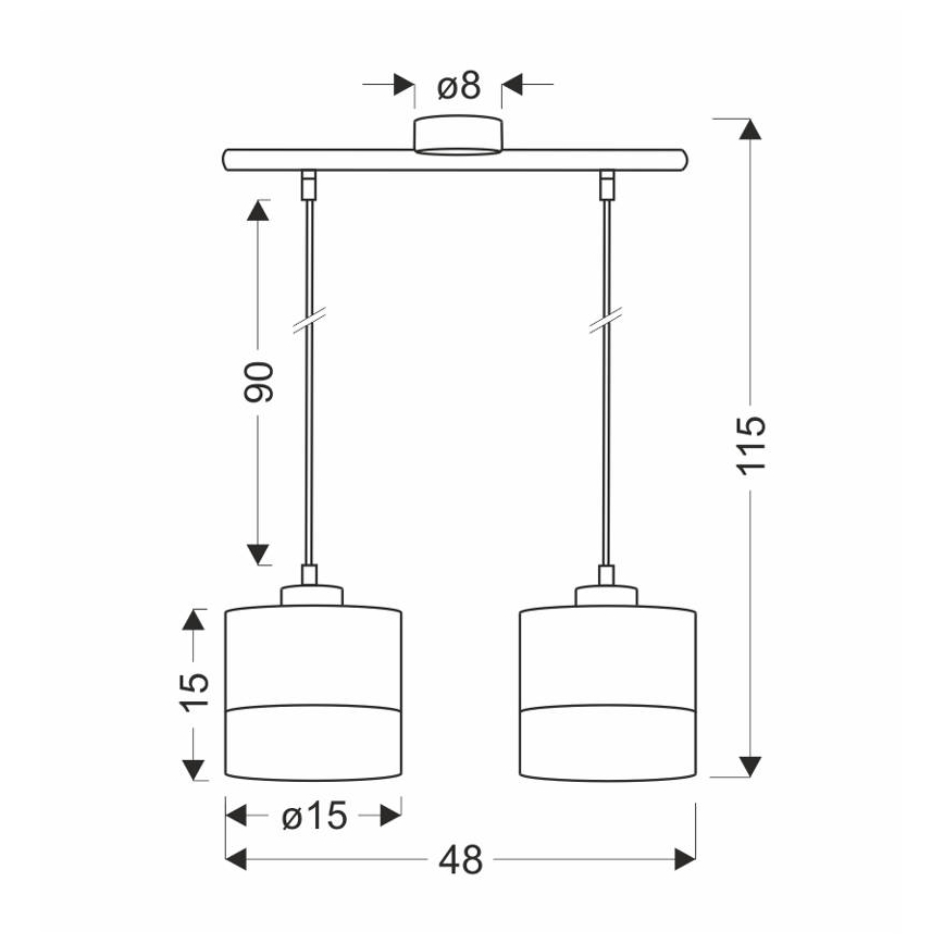 Lampadario a sospensione con filo PORTO 2xE27/60W/230V nero/marrone
