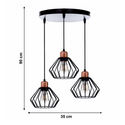 Lampadario a sospensione con filo PORTO 3xE27/40W/230V