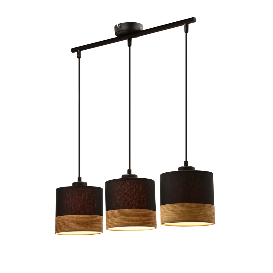 Lampadario a sospensione con filo PORTO 3xE27/60W/230V nero/marrone