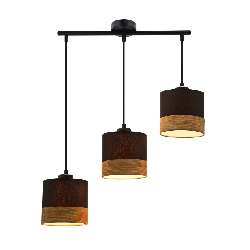 Lampadario a sospensione con filo PORTO 3xE27/60W/230V nero/marrone