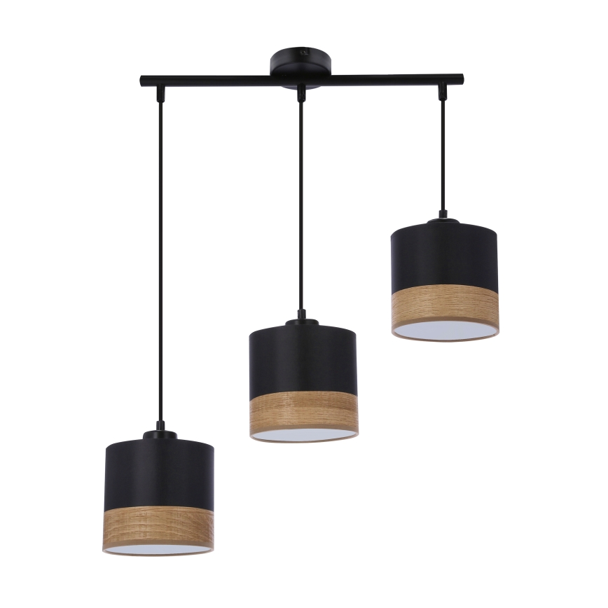 Lampadario a sospensione con filo PORTO 3xE27/60W/230V nero/marrone