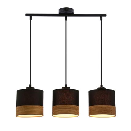 Lampadario a sospensione con filo PORTO 3xE27/60W/230V nero/marrone