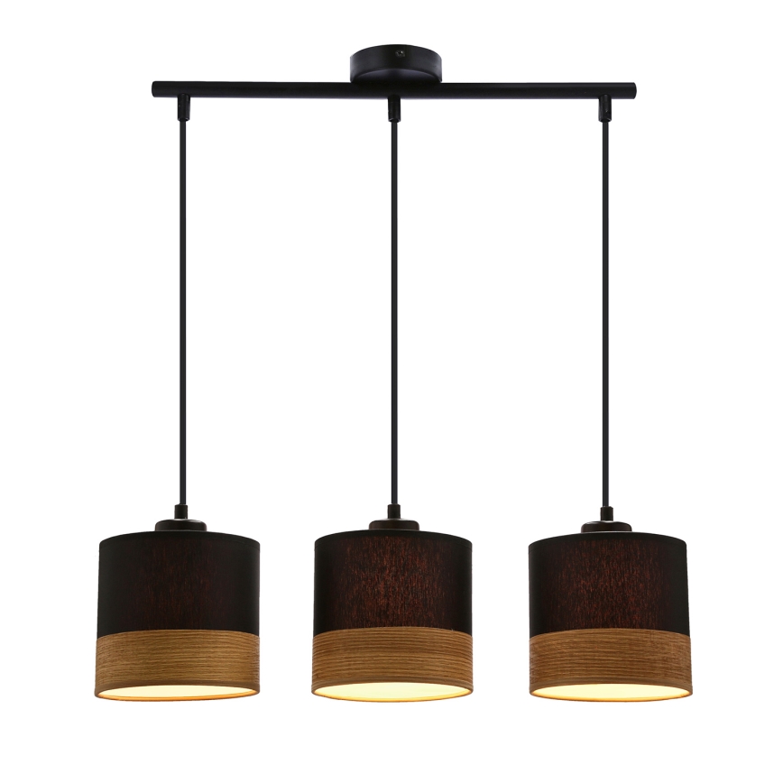 Lampadario a sospensione con filo PORTO 3xE27/60W/230V nero/marrone