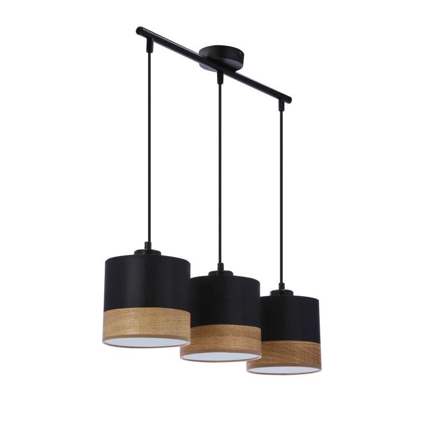 Lampadario a sospensione con filo PORTO 3xE27/60W/230V nero/marrone