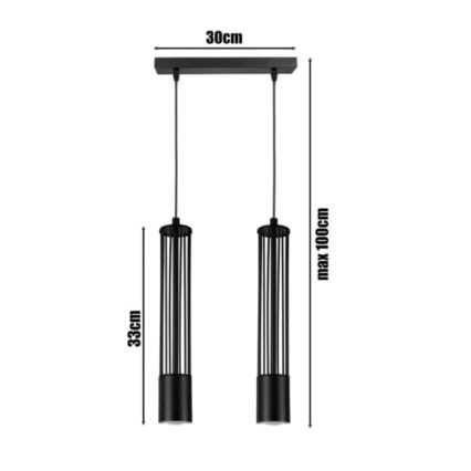 Lampadario a sospensione con filo PRESCOT 2xGU10/40W/230V nero