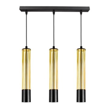 Lampadario a sospensione con filo PRESCOT 3xGU10/40W/230V oro