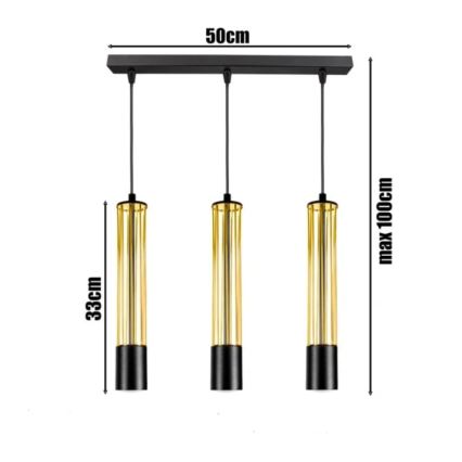 Lampadario a sospensione con filo PRESCOT 3xGU10/40W/230V oro