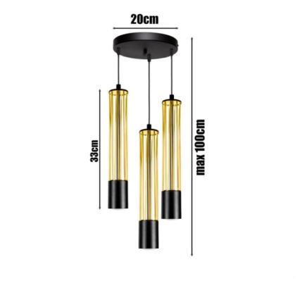 Lampadario a sospensione con filo PRESCOT 3xGU10/40W/230V oro