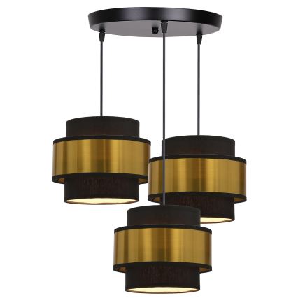 Lampadario a sospensione con filo PRESTIGE 3xE27/40W/230V oro/nero