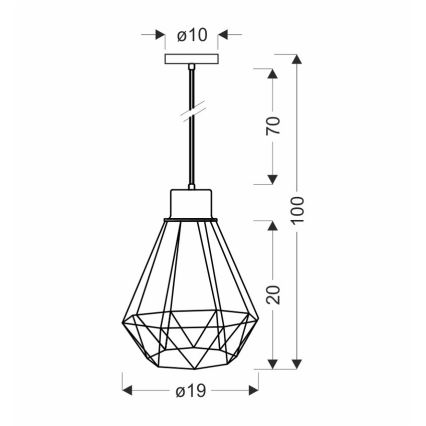 Lampadario a sospensione con filo PRIMO 1xE27/60W/230V nero/oro