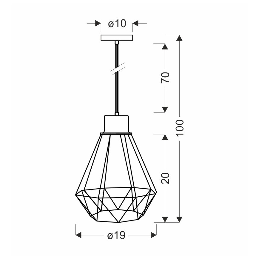 Lampadario a sospensione con filo PRIMO 1xE27/60W/230V nero/oro