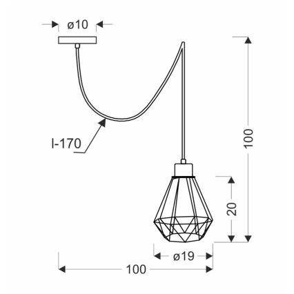 Lampadario a sospensione con filo PRIMO 1xE27/60W/230V ragno