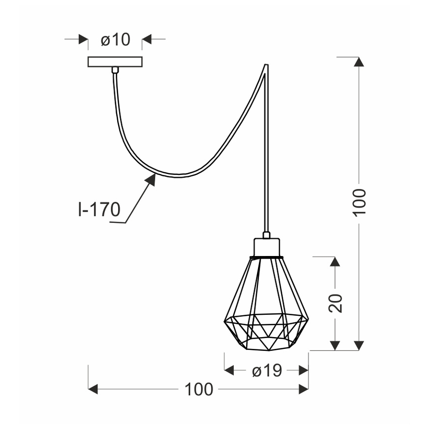 Lampadario a sospensione con filo PRIMO 1xE27/60W/230V ragno