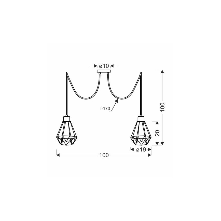 Lampadario a sospensione con filo PRIMO 2xE27/60W/230V ragno nero/oro