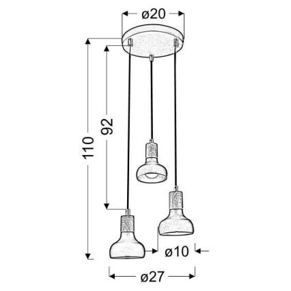 Lampadario a sospensione con filo PUERTO 3xE14/40W/230V