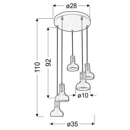 Lampadario a sospensione con filo PUERTO 5xE14/40W/230V