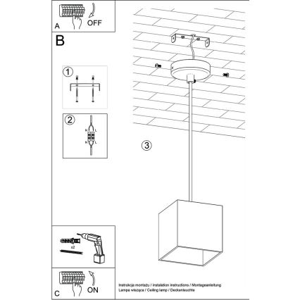 Lampadario a sospensione con filo QUAD 1 1xGU10/40W/230V bianco