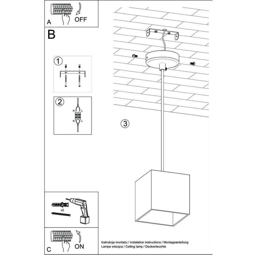 Lampadario a sospensione con filo QUAD 1 1xGU10/40W/230V bianco