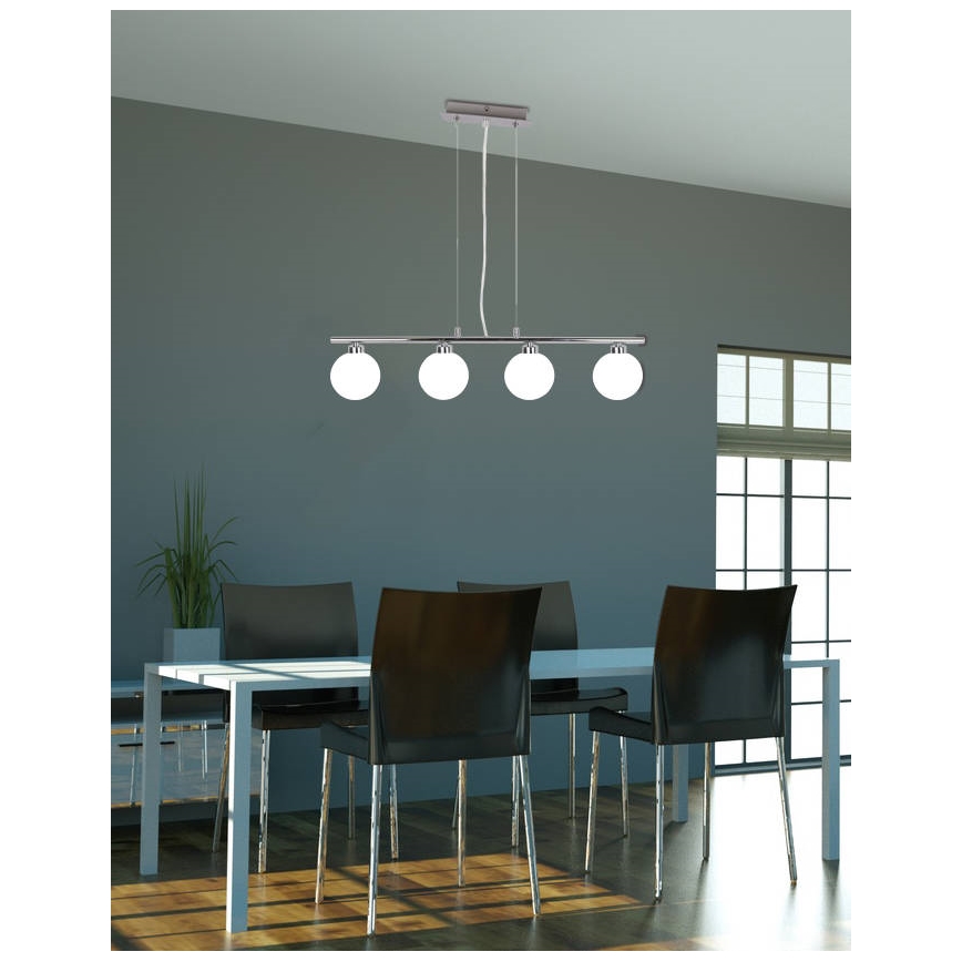 Lampadario a sospensione con filo RAISA 4xG9/40W/230V cromo lucido