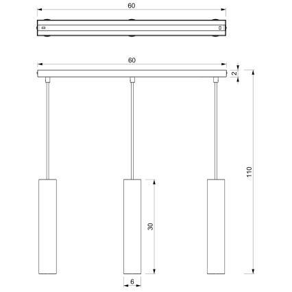 Lampadario a sospensione con filo RAITO 3xGU10/8W/230V nero