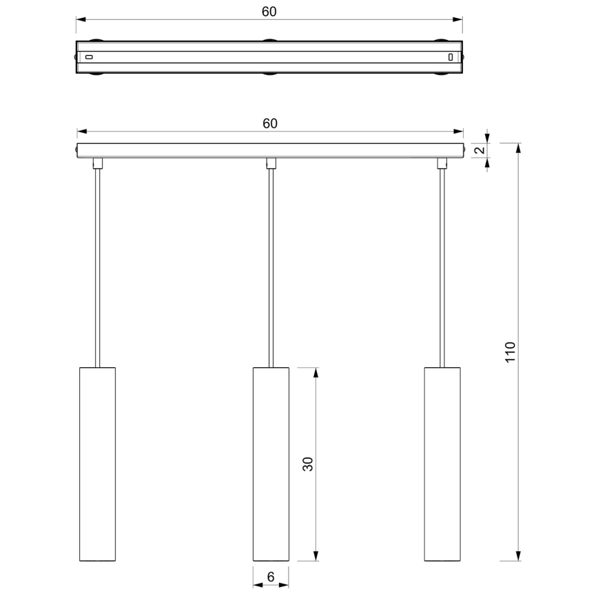Lampadario a sospensione con filo RAITO 3xGU10/8W/230V ottone