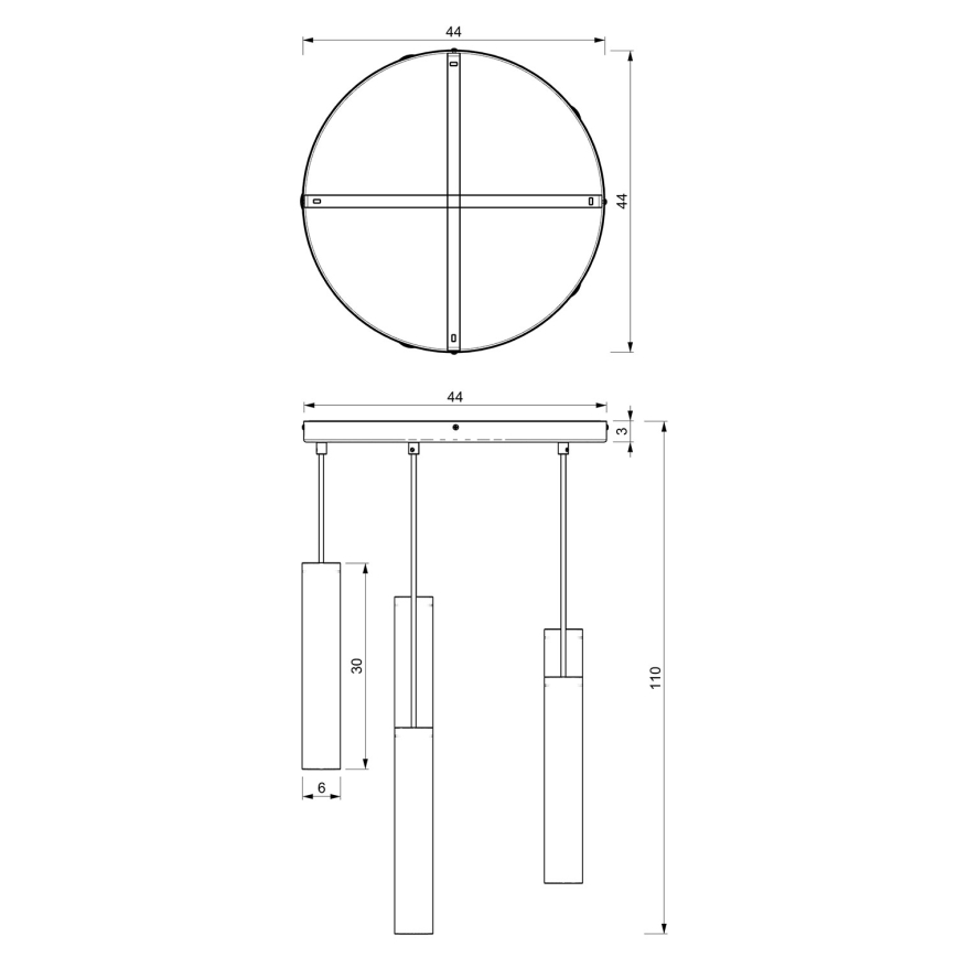 Lampadario a sospensione con filo RAITO 6xGU10/8W/230V nero