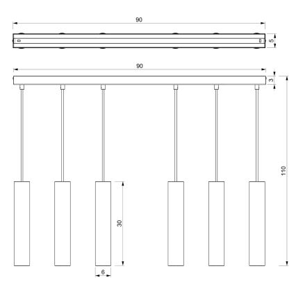 Lampadario a sospensione con filo RAITO 6xGU10/8W/230V ottone