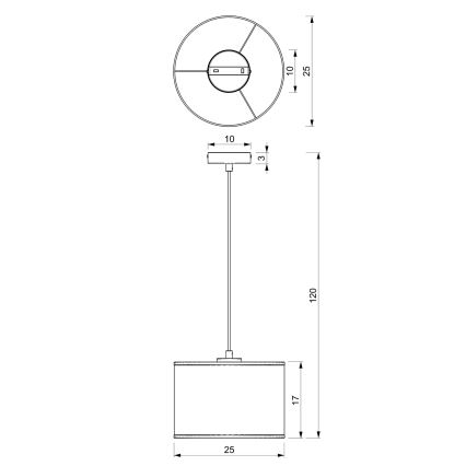 Lampadario a sospensione con filo RATTAN 1xE27/60W/230V diametro 25 cm rattan
