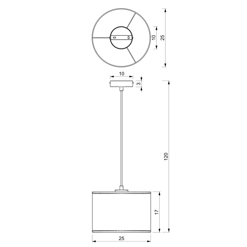 Lampadario a sospensione con filo RATTAN 1xE27/60W/230V diametro 25 cm rattan