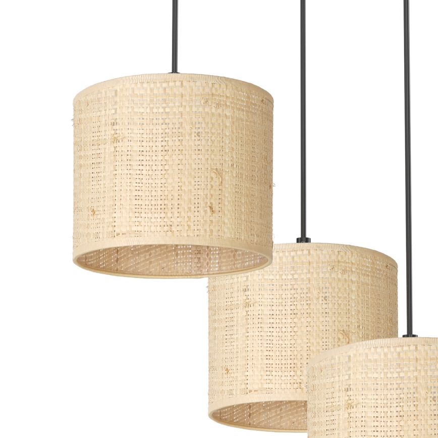 Lampadario a sospensione con filo RATTAN 3xE27/60W/230V rattan