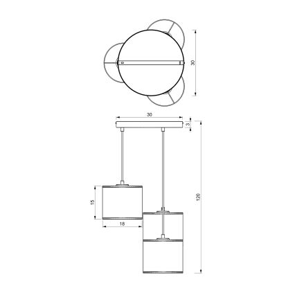 Lampadario a sospensione con filo RATTAN 3xE27/60W/230V rattan