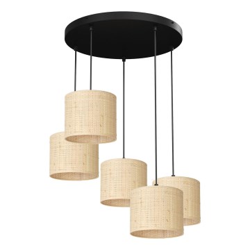 Lampadario a sospensione con filo RATTAN 5xE27/60W/230V rattan