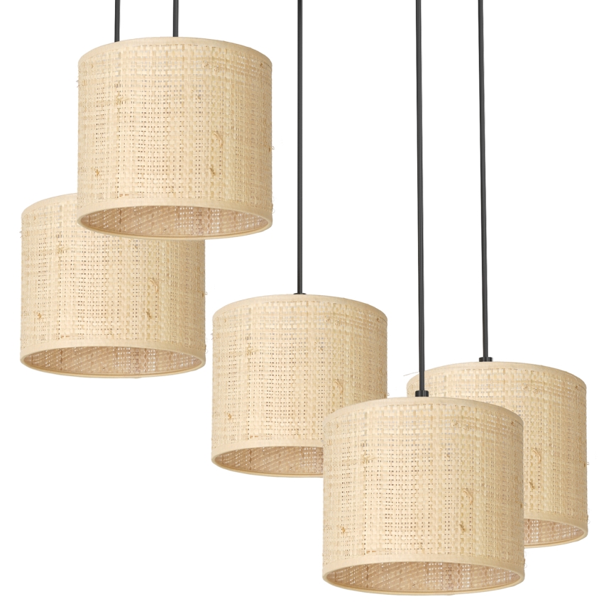 Lampadario a sospensione con filo RATTAN 5xE27/60W/230V rattan