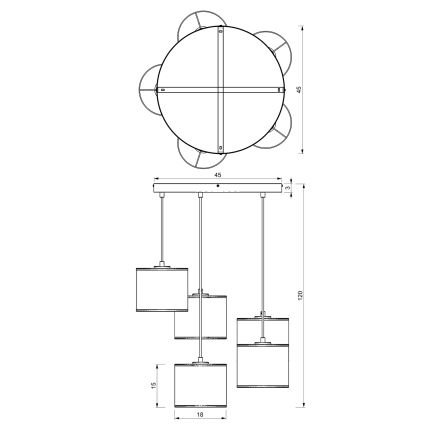 Lampadario a sospensione con filo RATTAN 5xE27/60W/230V rattan