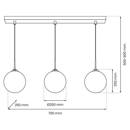 Lampadario a sospensione con filo REFLEX 3xE14/40W/230V