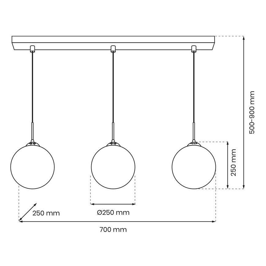 Lampadario a sospensione con filo REFLEX 3xE14/40W/230V